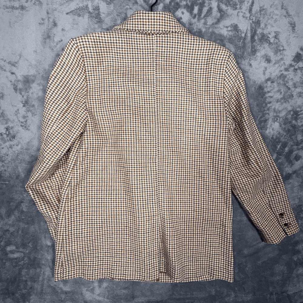 Old Navy Womens Blazer Jacket‎ M Brown Plaid Houndstooth Double Breasted - Picture 2 of 6